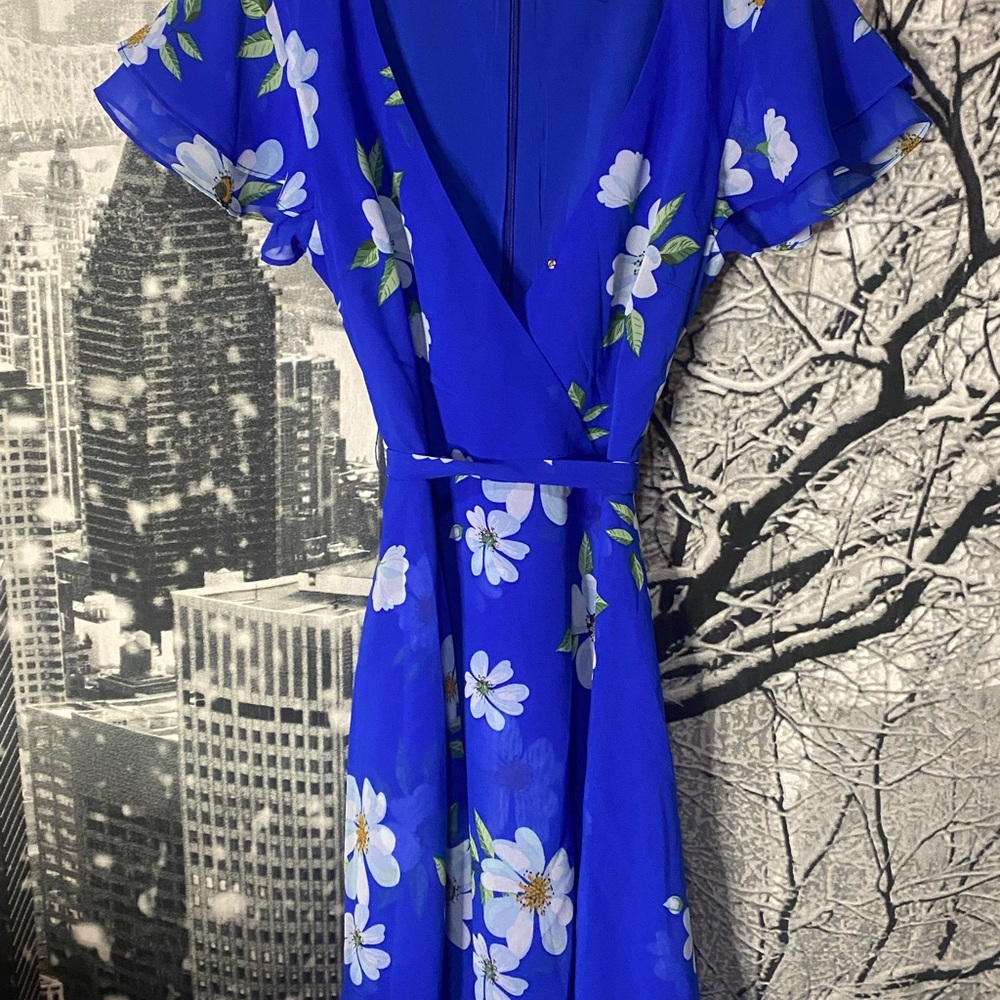 Lulu's Blue Midi Sundress with Flutter Sleeves